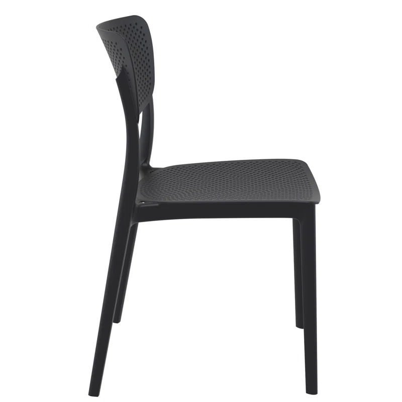 Farrah Outdoor Stacking Dining Side Chair (Set of 2) Black