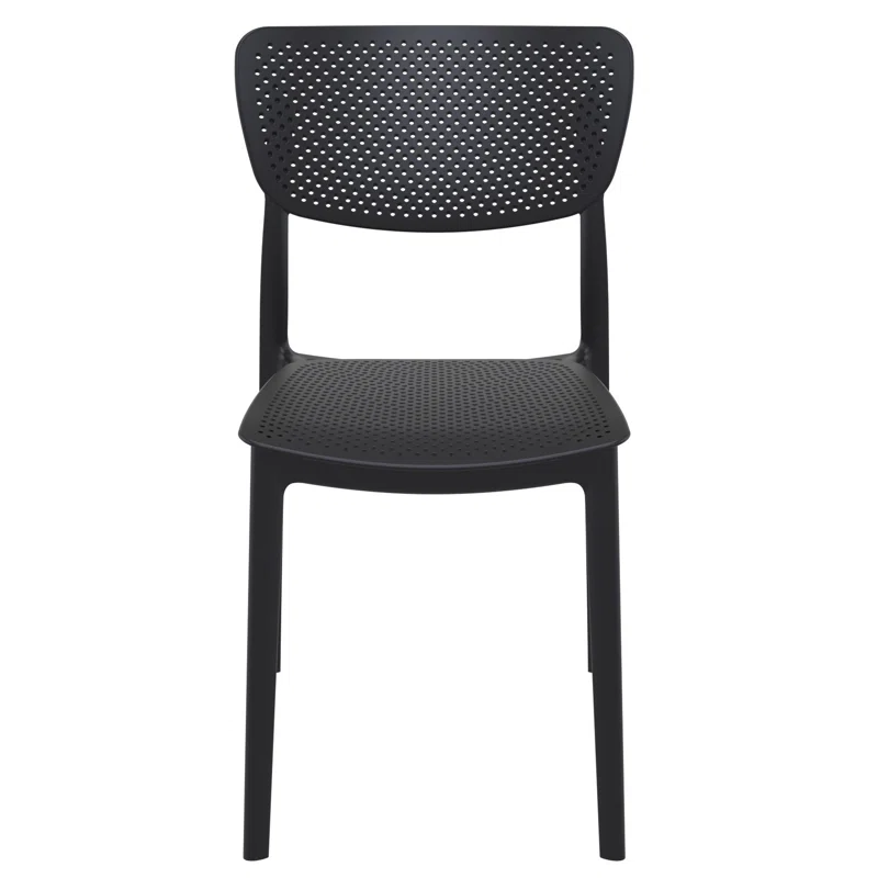 Farrah Outdoor Stacking Dining Side Chair (Set of 2) Black