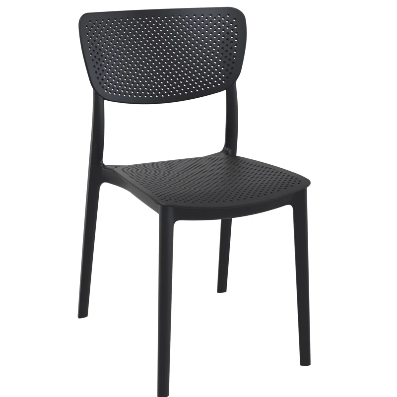 Farrah Outdoor Stacking Dining Side Chair (Set of 2) Black
