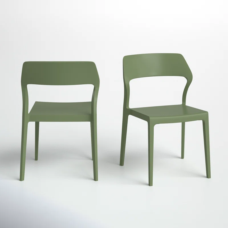 Farrah Outdoor Stacking Dining Side Chair (Set of 2) Olive Green