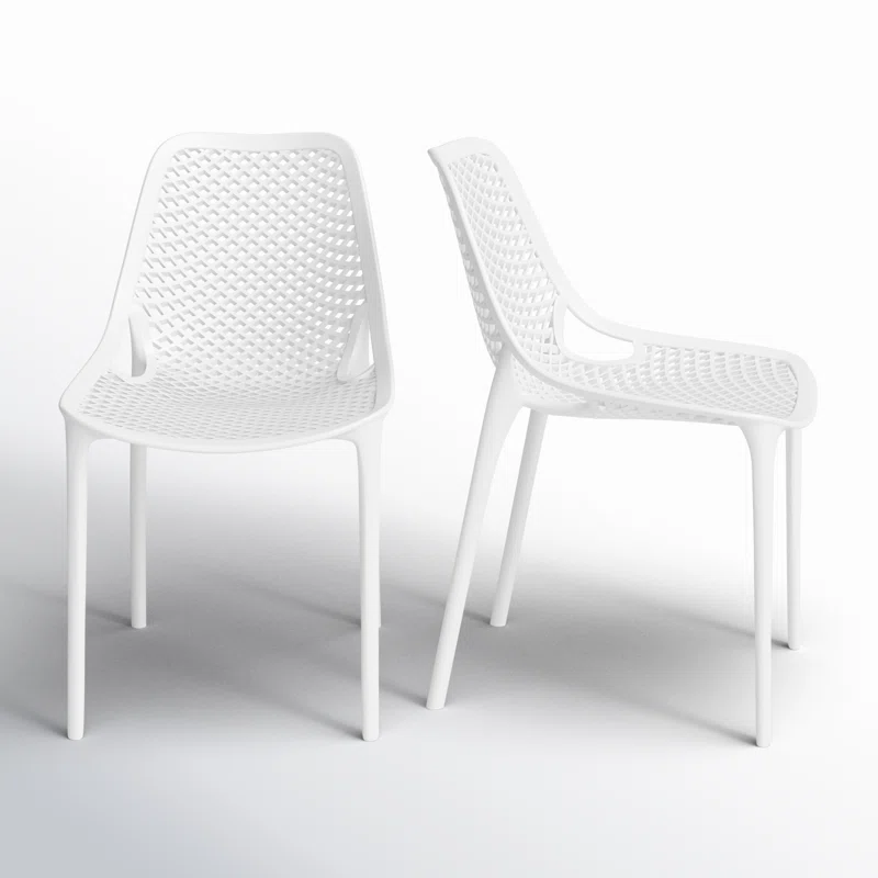 Farrah Outdoor Stacking Dining Side Chair (Set of 2) White