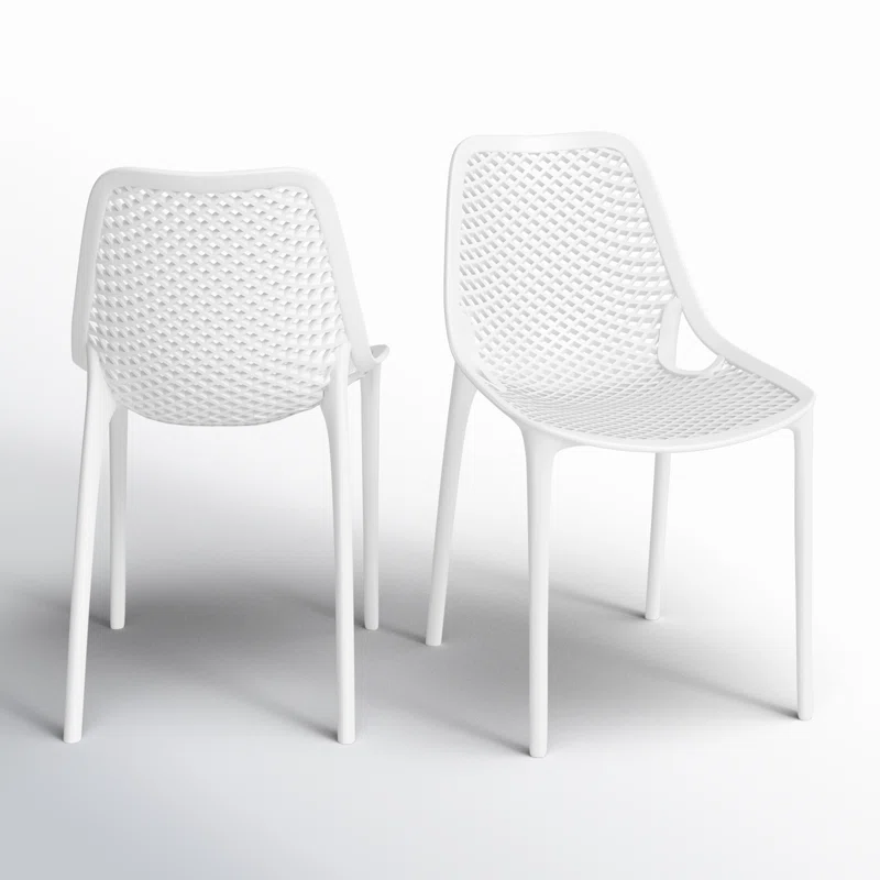 Farrah Outdoor Stacking Dining Side Chair (Set of 2) White