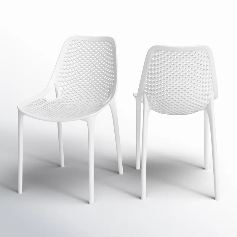 Farrah Outdoor Stacking Dining Side Chair (Set of 2) White