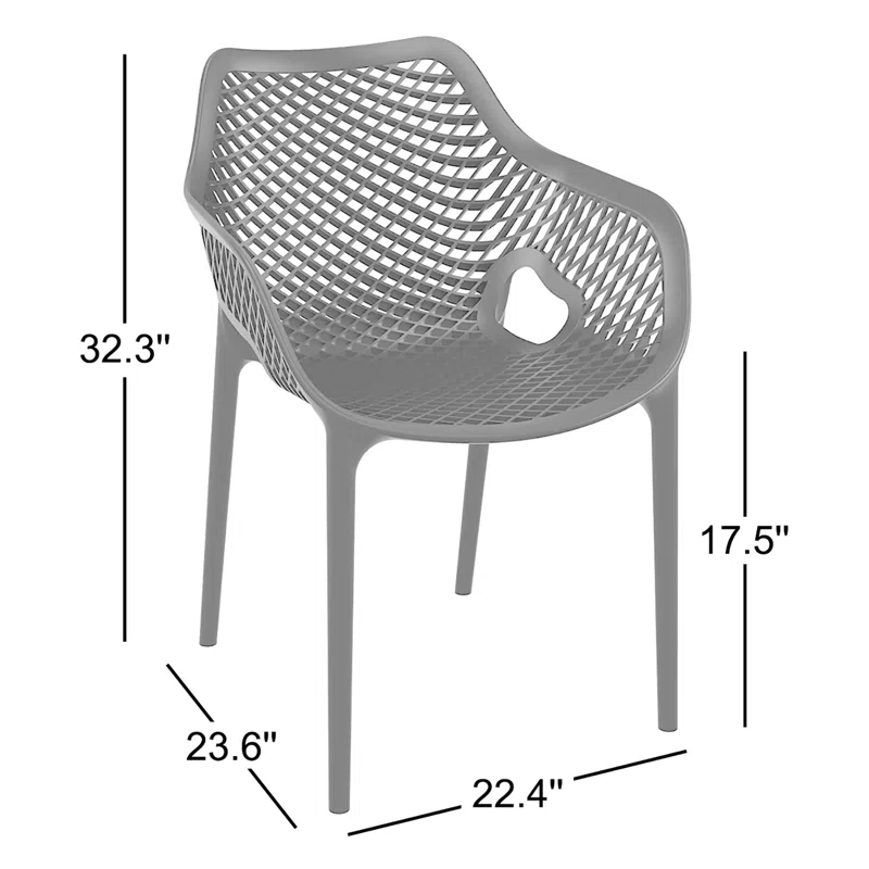 Farrah Outdoor Stacking Dining Armchair (Set of 2) Black