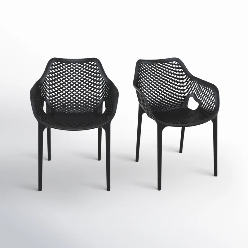 Farrah Outdoor Stacking Dining Armchair (Set of 2) Black