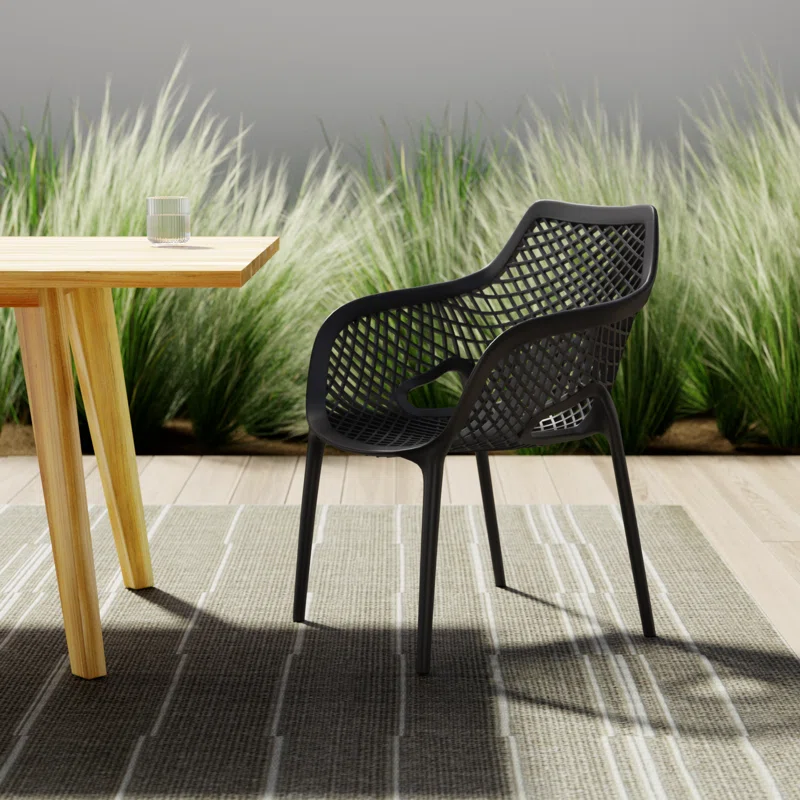 Farrah Outdoor Stacking Dining Armchair (Set of 2) Black