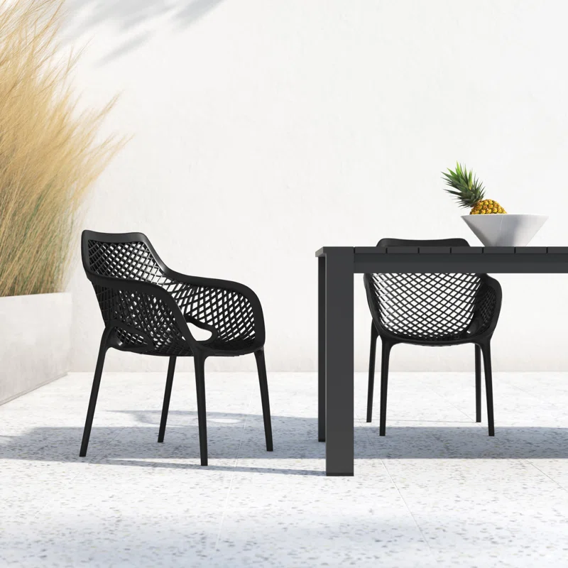 Farrah Outdoor Stacking Dining Armchair (Set of 2) Black