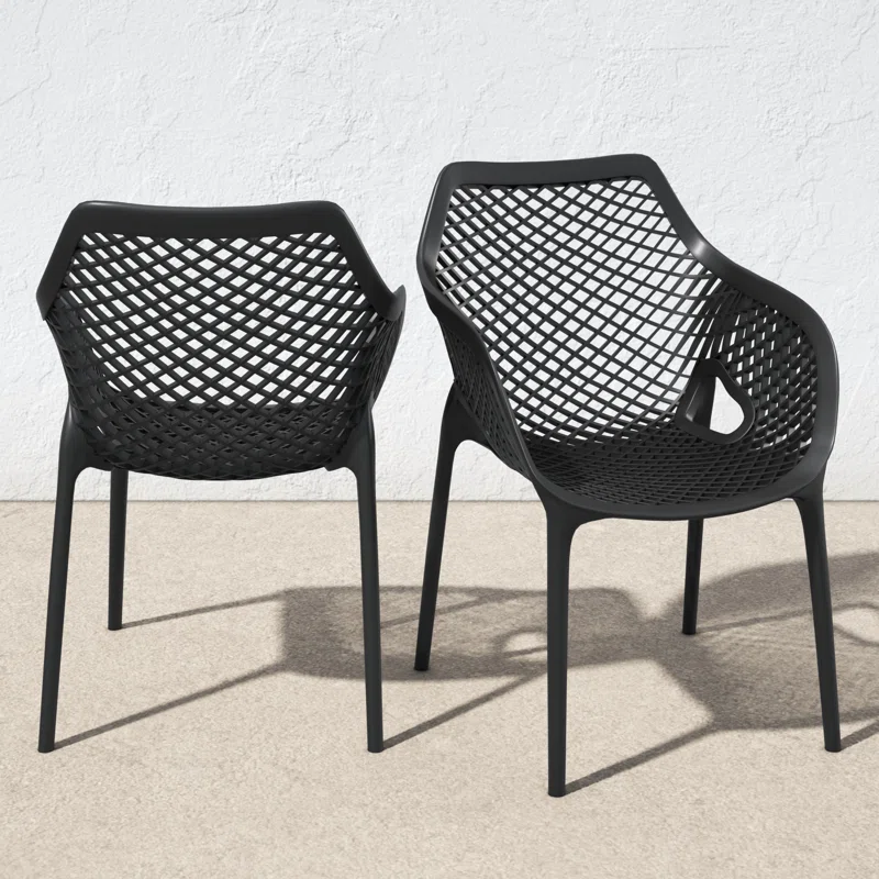 Farrah Outdoor Stacking Dining Armchair (Set of 2) Black