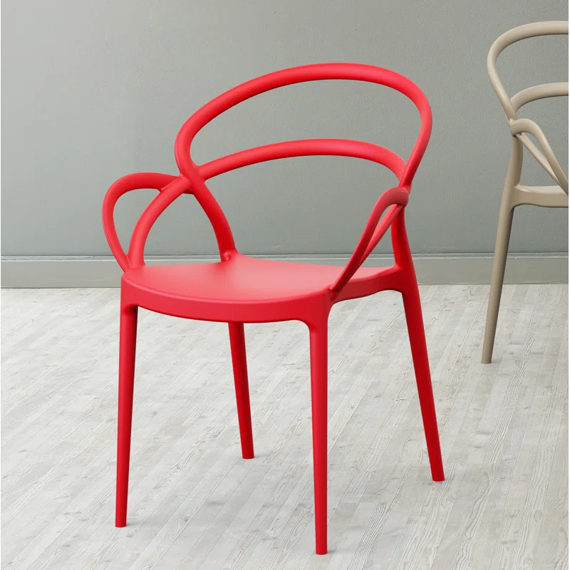 Farrah Outdoor Stacking Dining Armchair (Set of 2) Red