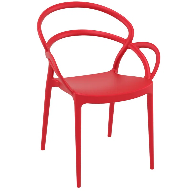 Farrah Outdoor Stacking Dining Armchair (Set of 2) Red