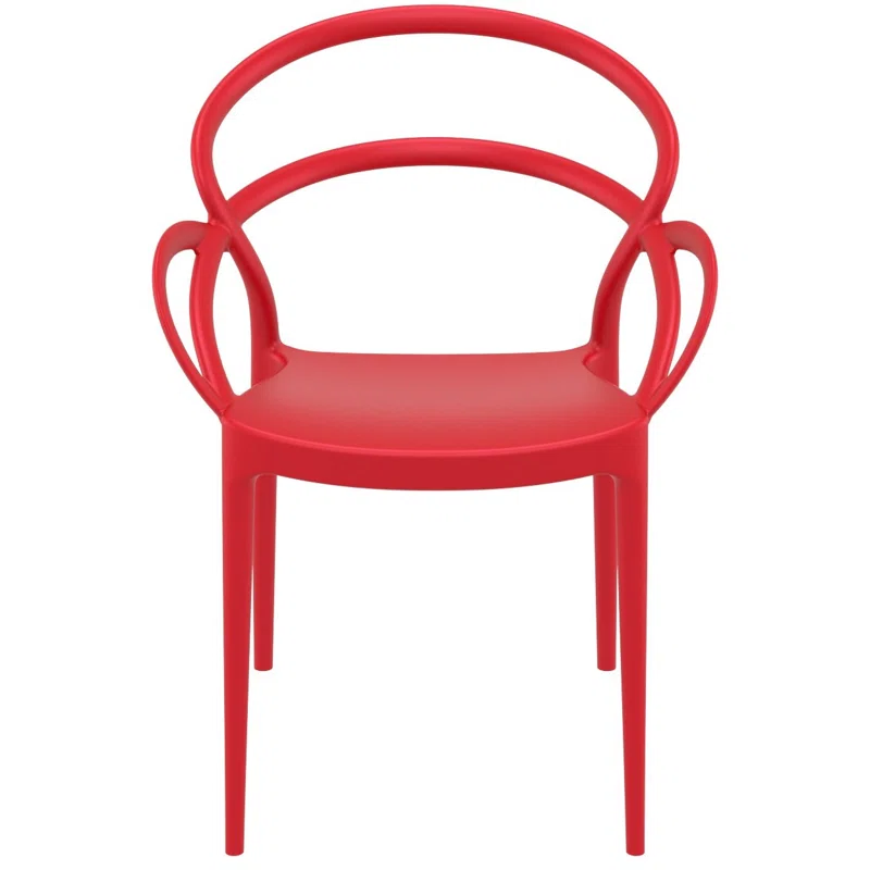Farrah Outdoor Stacking Dining Armchair (Set of 2) Red
