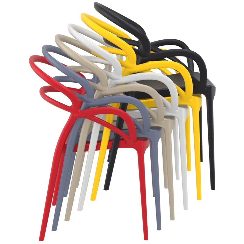 Farrah Outdoor Stacking Dining Armchair (Set of 2) Red