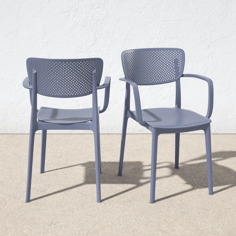 Farrah Outdoor Stacking Dining Armchair (Set of 2) Dark Gray