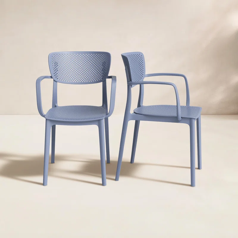 Farrah Outdoor Stacking Dining Armchair (Set of 2) Dark Gray