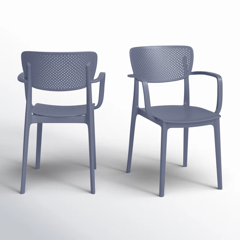 Farrah Outdoor Stacking Dining Armchair (Set of 2) Dark Gray