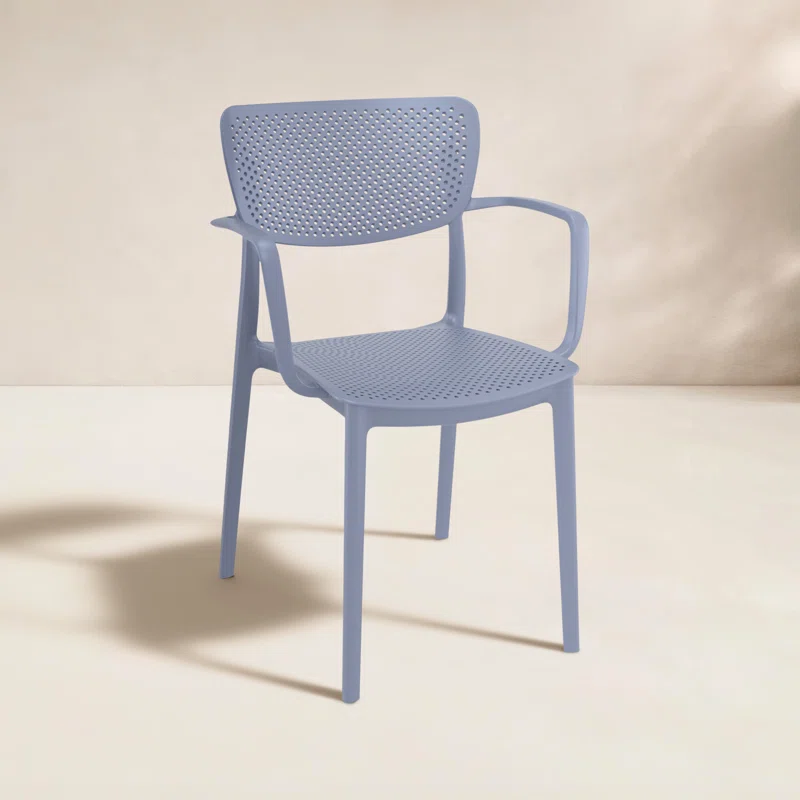 Farrah Outdoor Stacking Dining Armchair (Set of 2) Dark Gray