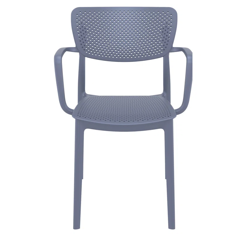 Farrah Outdoor Stacking Dining Armchair (Set of 2) Dark Gray