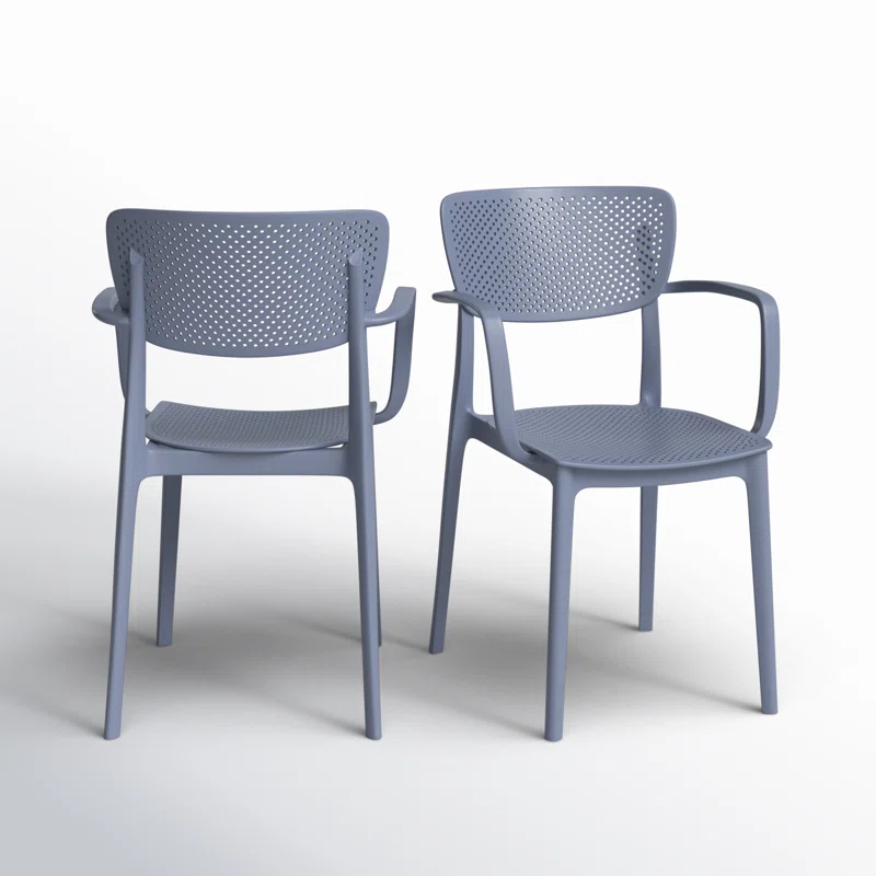 Farrah Outdoor Stacking Dining Armchair (Set of 2) Dark Gray