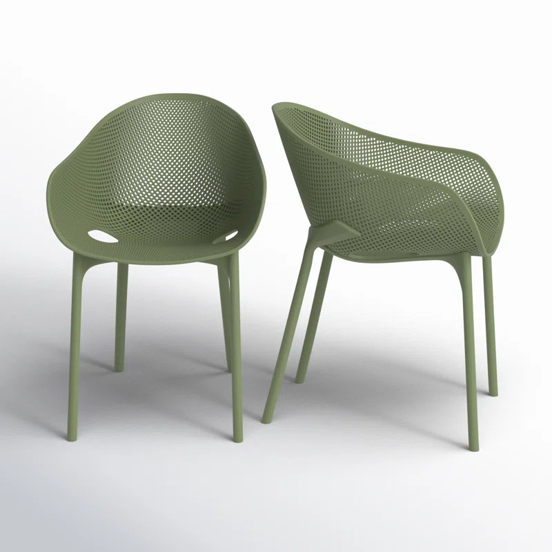 Farrah Outdoor Stacking Dining Armchair (Set of 2) Olive Green
