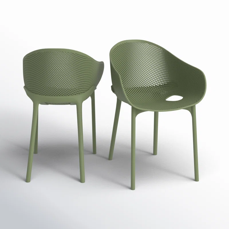Farrah Outdoor Stacking Dining Armchair (Set of 2) Olive Green