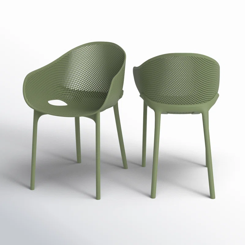 Farrah Outdoor Stacking Dining Armchair (Set of 2) Olive Green