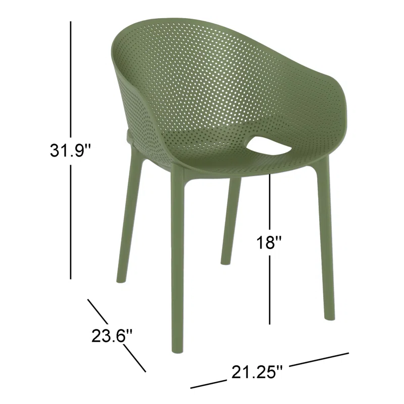 Farrah Outdoor Stacking Dining Armchair (Set of 2) Olive Green
