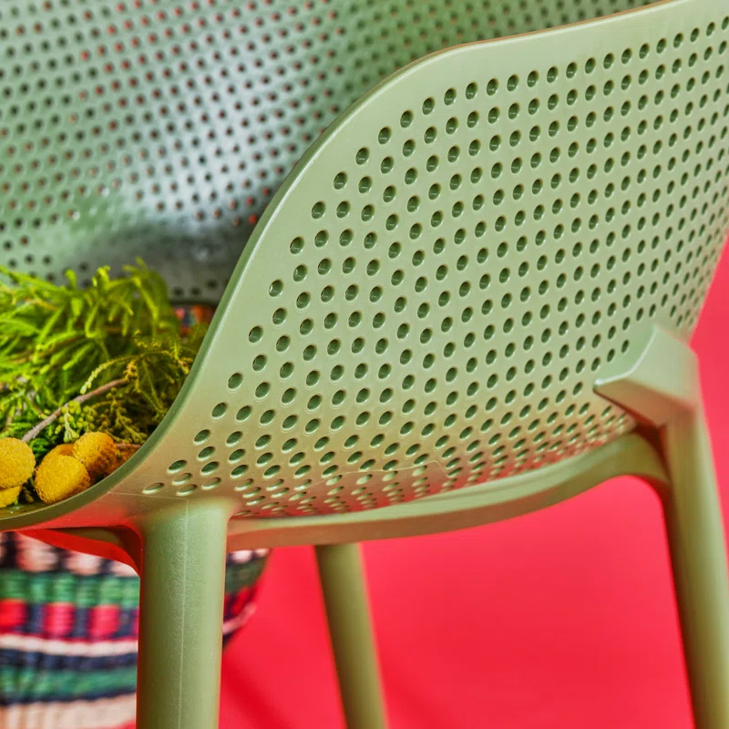 Farrah Outdoor Stacking Dining Armchair (Set of 2) Olive Green