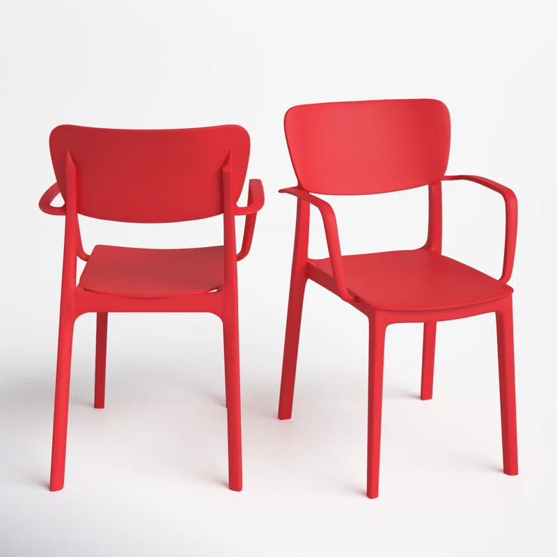 Farrah Outdoor Stacking Dining Armchair (Set of 2) Red