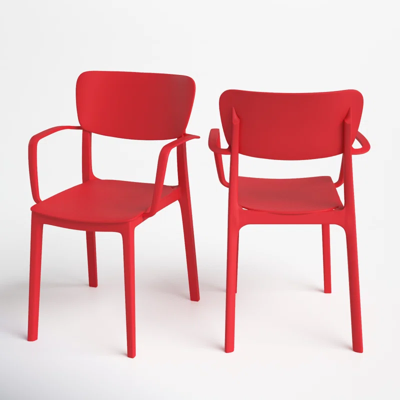 Farrah Outdoor Stacking Dining Armchair (Set of 2) Red