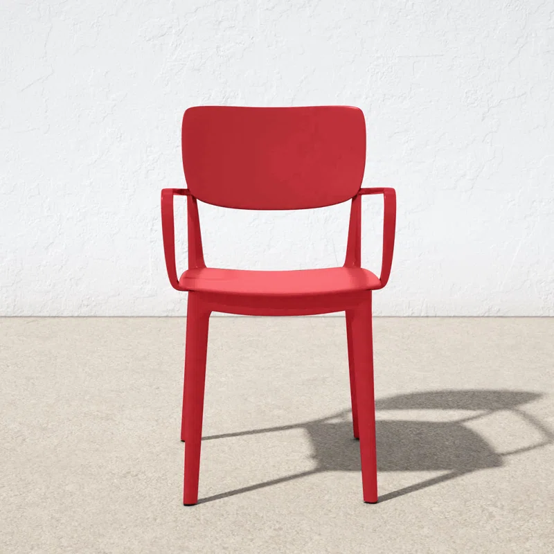 Farrah Outdoor Stacking Dining Armchair (Set of 2) Red