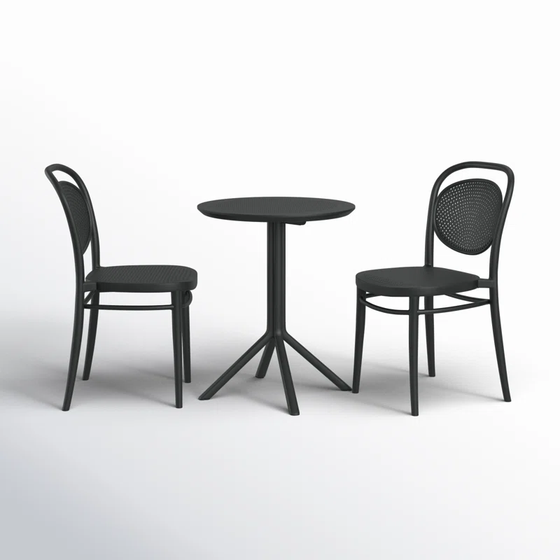 Farrah 23.6'' Round 2 - Person Bistro Set Black