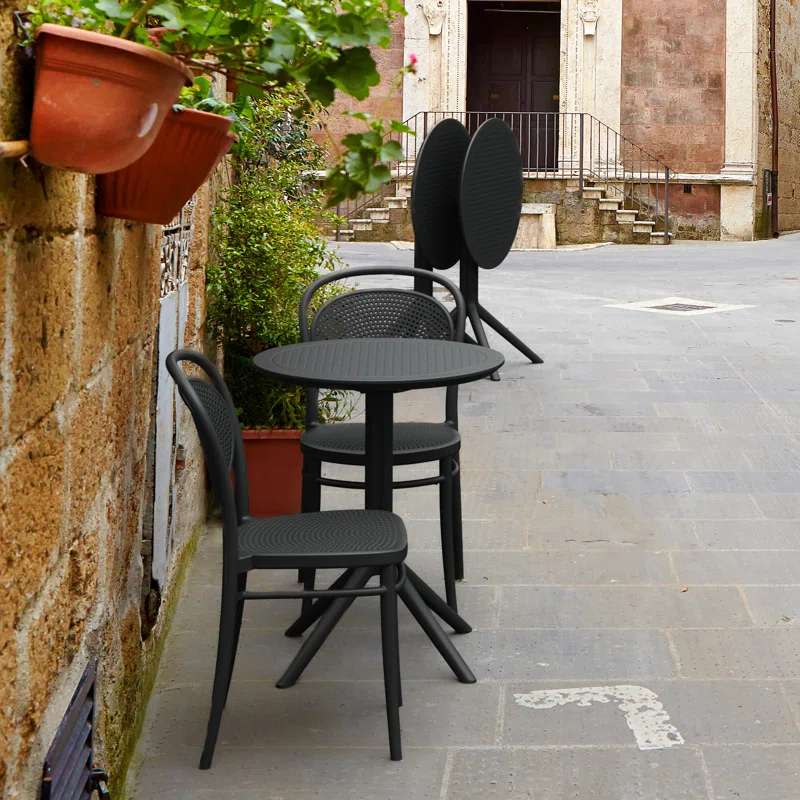 Farrah 23.6'' Round 2 - Person Bistro Set Black