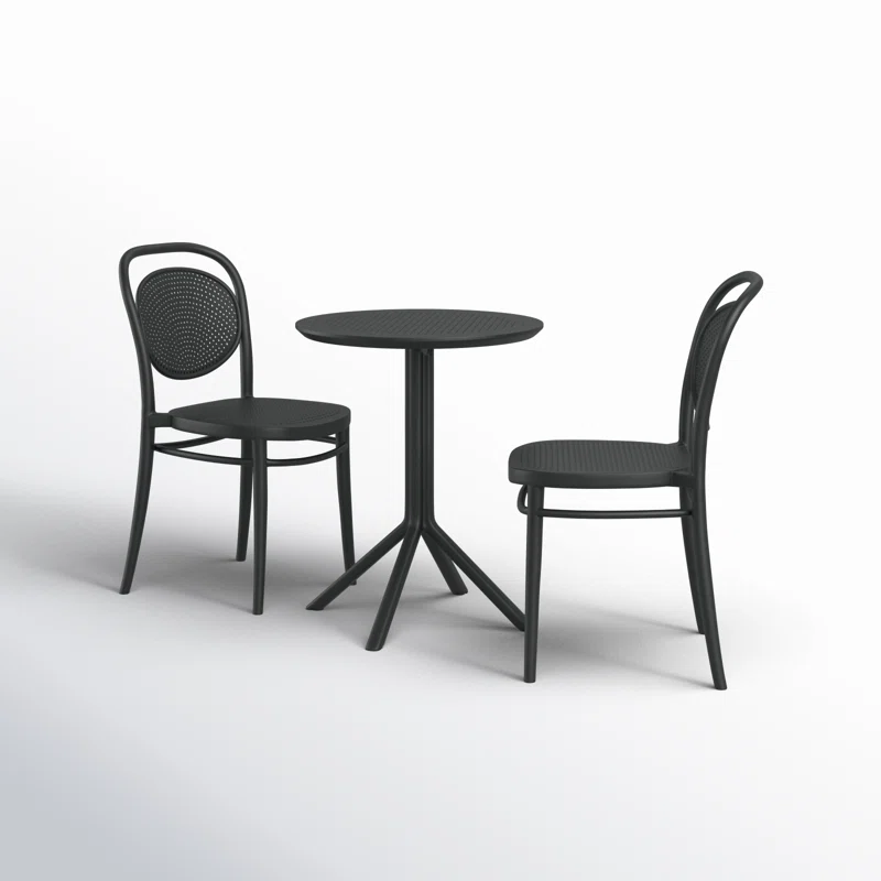 Farrah 23.6'' Round 2 - Person Bistro Set Black