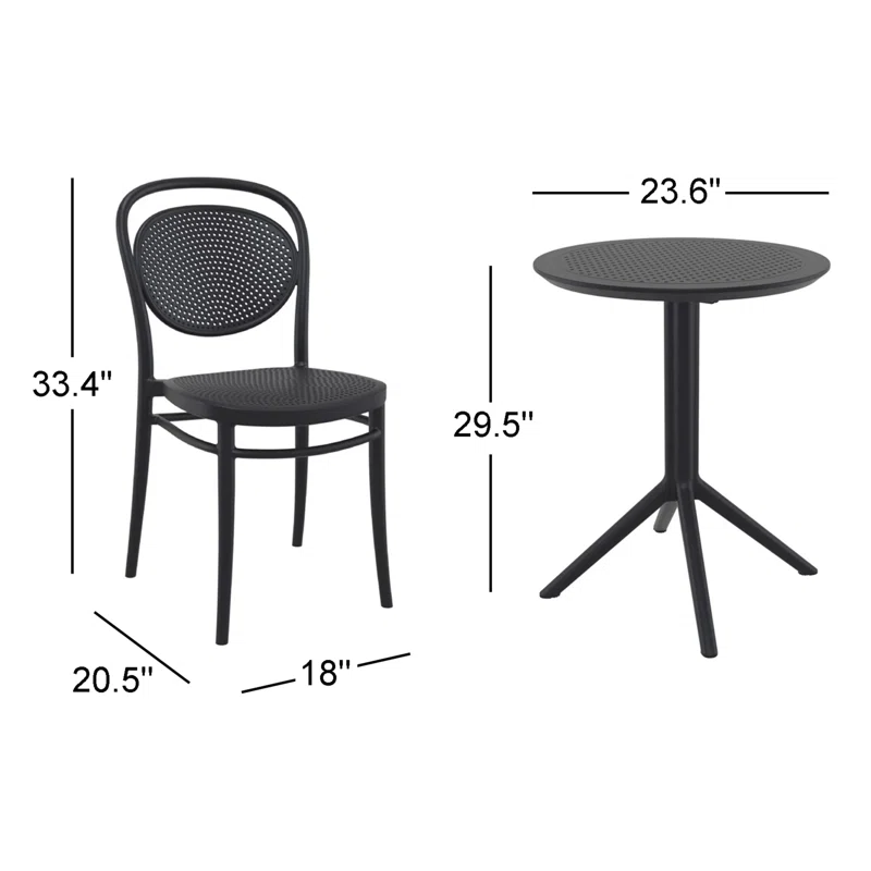 Farrah 23.6'' Round 2 - Person Bistro Set Black