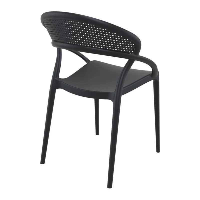 Farrah Outdoor Stacking Dining Armchair (Set of 2) Black