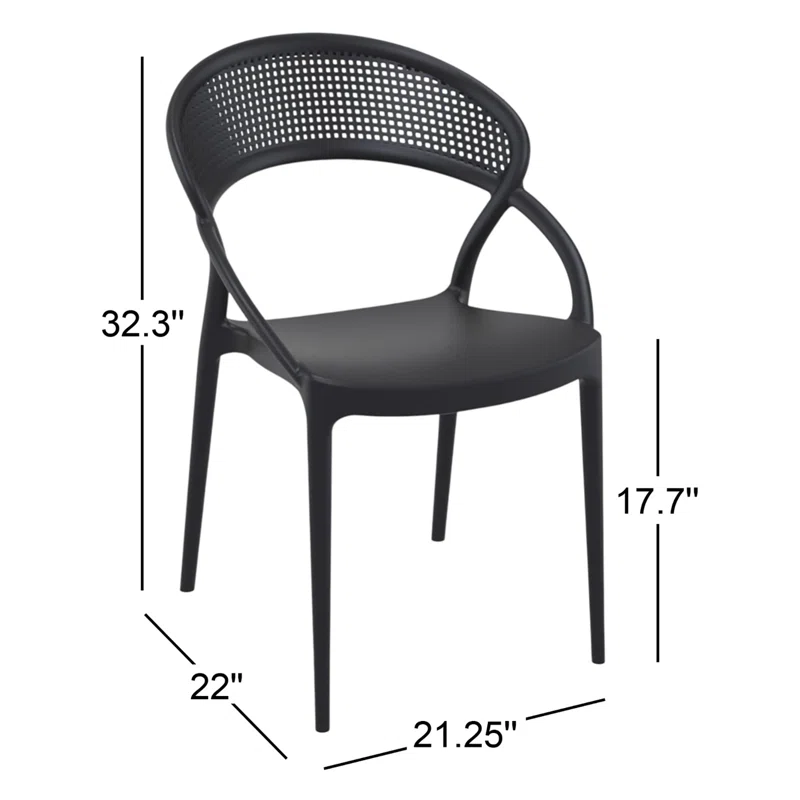 Farrah Outdoor Stacking Dining Armchair (Set of 2) Black