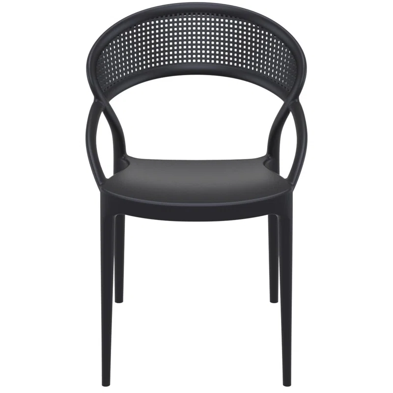 Farrah Outdoor Stacking Dining Armchair (Set of 2) Black