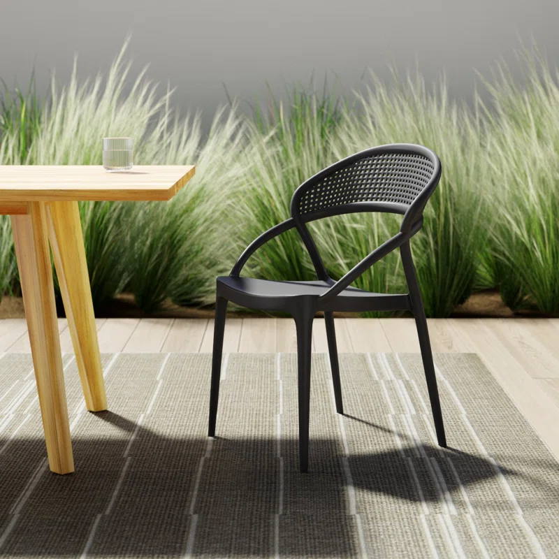 Farrah Outdoor Stacking Dining Armchair (Set of 2) Black