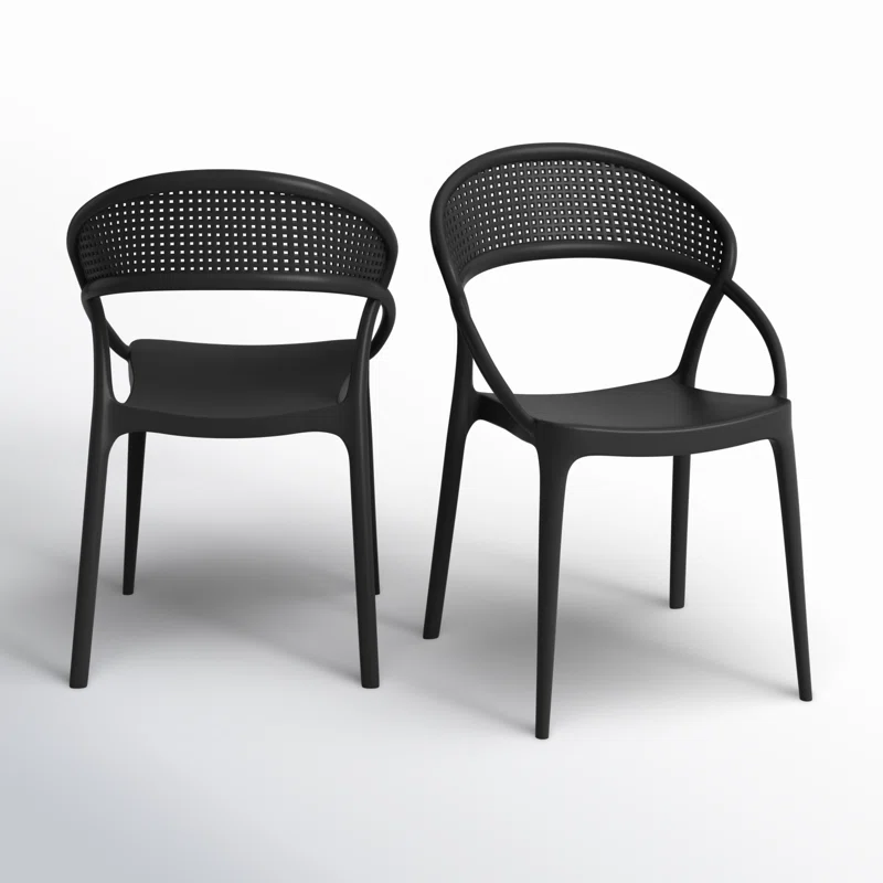 Farrah Outdoor Stacking Dining Armchair (Set of 2) Black