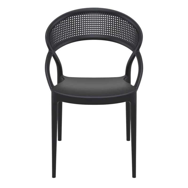 Farrah Outdoor Stacking Dining Armchair (Set of 2) Black