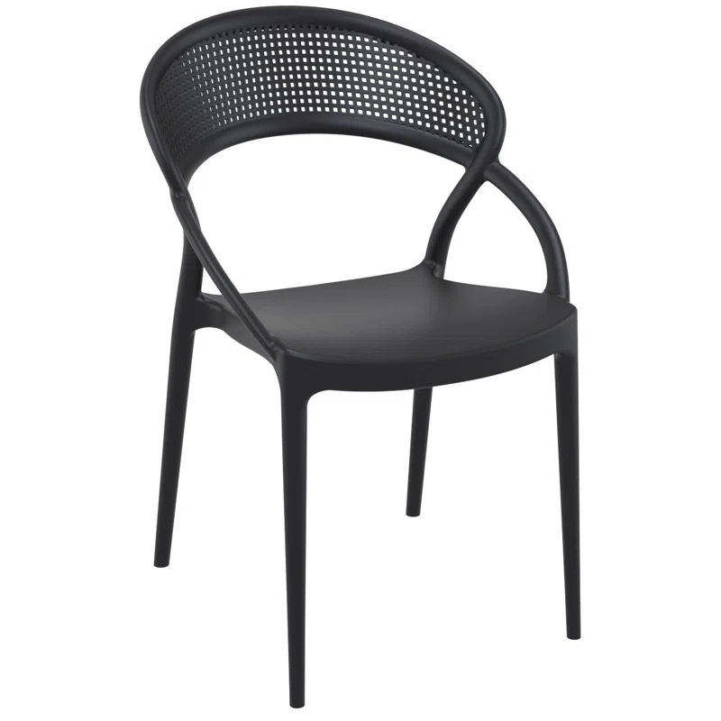 Farrah Outdoor Stacking Dining Armchair (Set of 2) Black