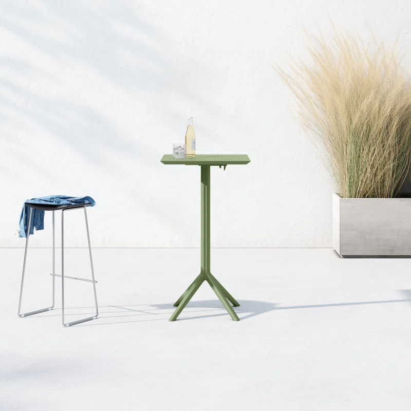 Farrah 23.6'' Resin Fliptop Outdoor Bar Table Olive Green