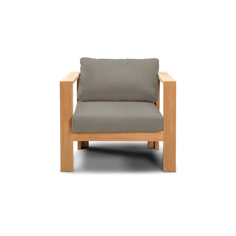 Sonoma 4 Piece Teak Outdoor Seating Group with Sunbrella® Cushions Canvas Charcoal Sunbrella® Canvas