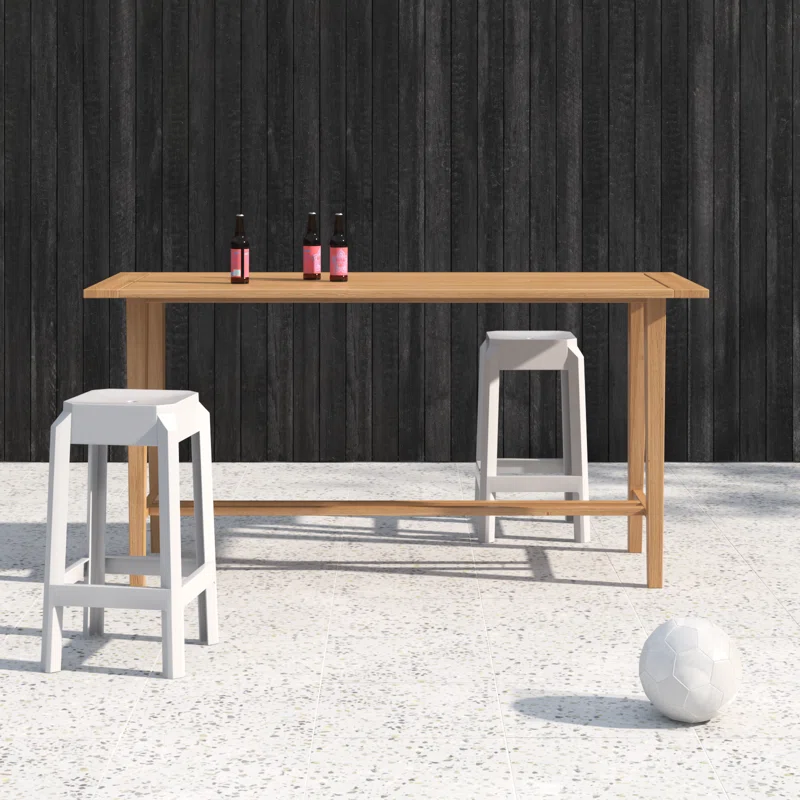 Knightly 85'' Teak Outdoor Bar Table