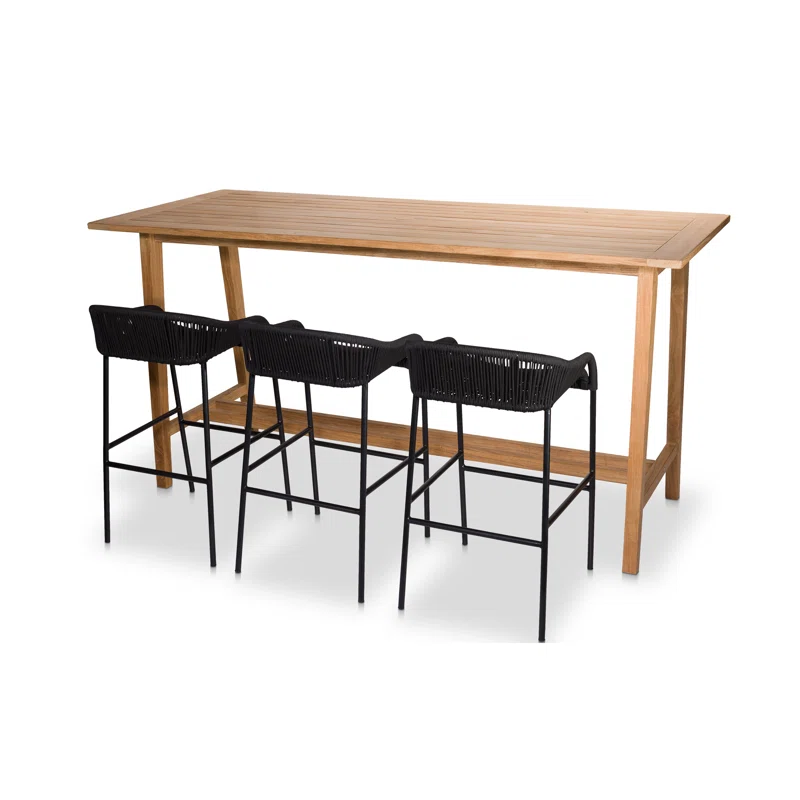 Knightly 85'' Teak Outdoor Bar Table