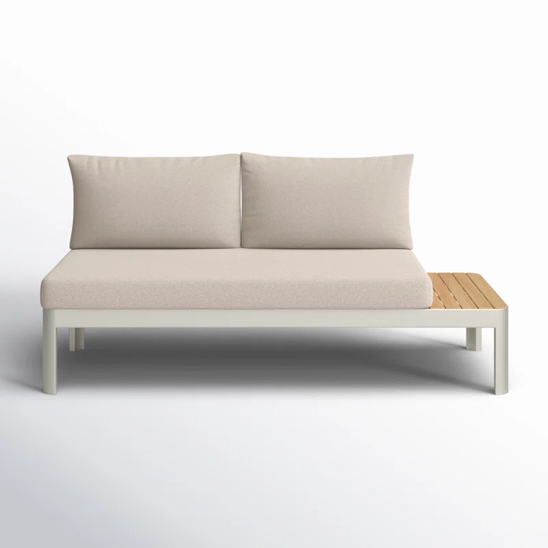 Brix 67.8'' Wide Straight Aluminum Loveseat with Cushions White Frame/Light Sand Cushion