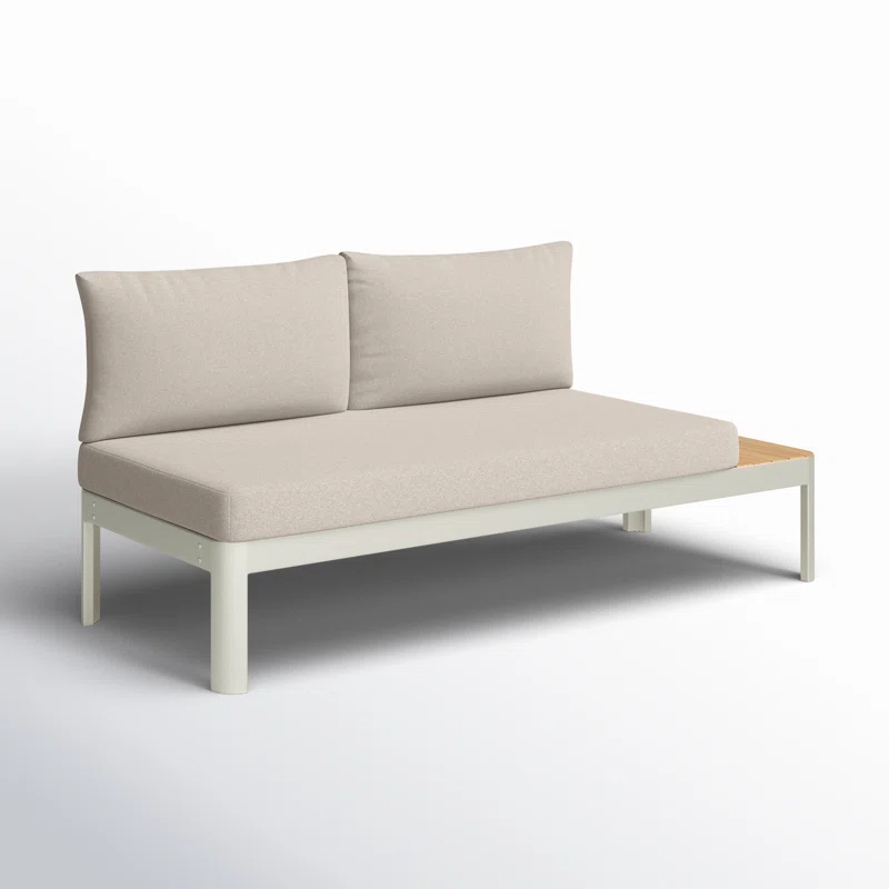 Brix 67.8'' Wide Straight Aluminum Loveseat with Cushions White Frame/Light Sand Cushion