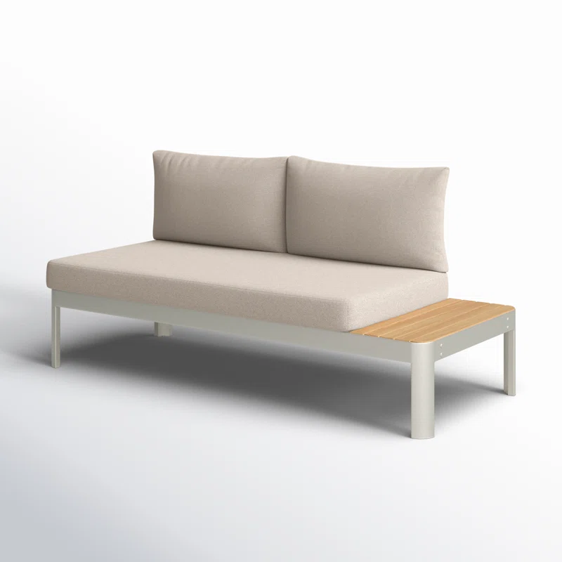 Brix 67.8'' Wide Straight Aluminum Loveseat with Cushions White Frame/Light Sand Cushion