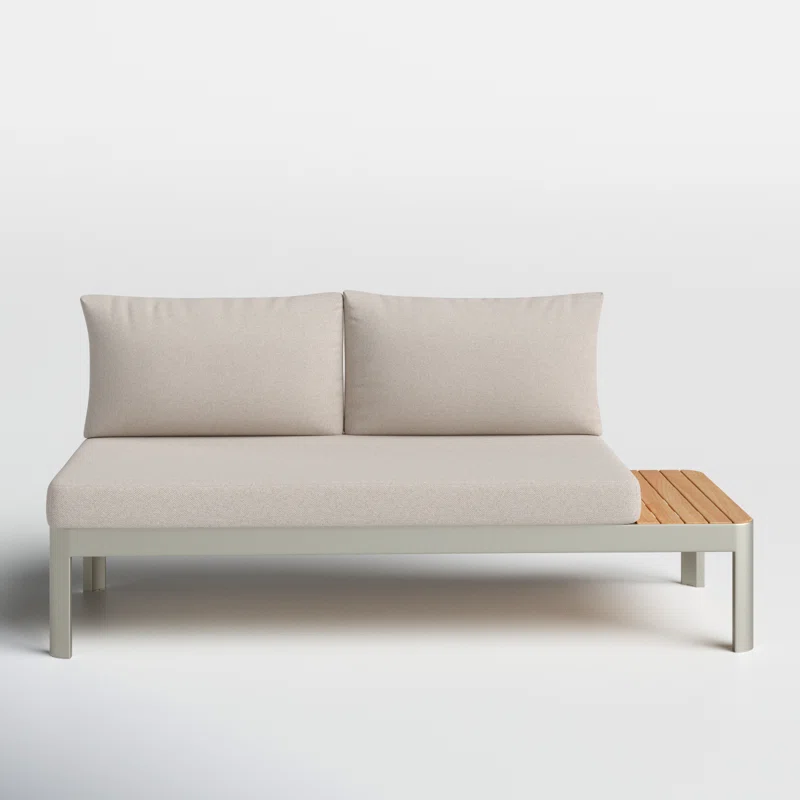 Brix 67.8'' Wide Straight Aluminum Loveseat with Cushions White Frame/Light Sand Cushion