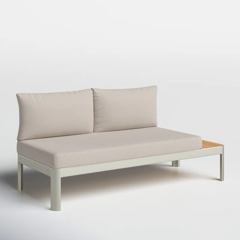 Brix 67.8'' Wide Straight Aluminum Loveseat with Cushions White Frame/Light Sand Cushion